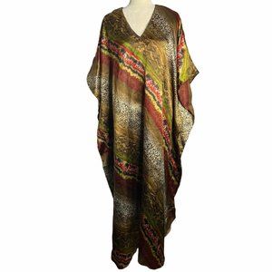Vintage Animal Print Kaftan Coverup Dress 54PE